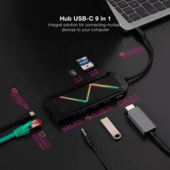 Hub USB 3.0 Nanocable 10.16.0901/ 3 Puertos USB/ 1 USB Tipo-C/ 1 HDMI/ 1 RJ45/ 1 Lector Tarjetas SD TF/ Audio - Imagen 3