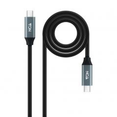 Cable USB 3.2 Nanocable 10.01.4300/ USB Tipo-C Macho - USB Tipo-C Macho/ 0.5m/ Gris y Negro