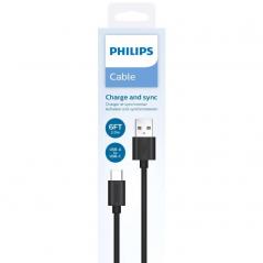 Cable USB 2.0 Philips DLC3106A/ USB Tipo-C Macho - USB Macho/ 2m/ Negro