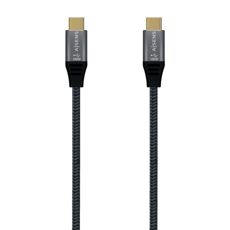 Cable USB 3.1 Tipo-C Aisens A107-0672 20GBPS 100W/ USB Tipo-C Macho - USB Tipo-C Macho/ 1.5m/ Gris