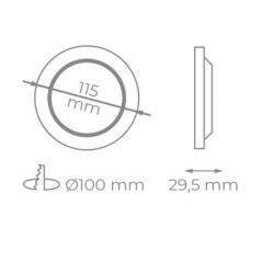 Downlight Iglux IG-54-7R-N/ Circular/ Ø115 x 29.5mm/ Potencia 7W/ 590 Lúmenes/ 4000ºK/ Blanco