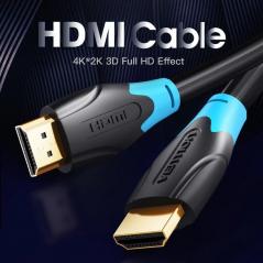 Cable HDMI 2.0 4K Vention AACBF/ HDMI Macho - HDMI Macho/ 1m/ Negro