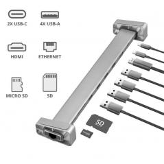 Docking USB Tipo-C Trust Dalyx 23417/ 6xUSB/ 1xHDMI/ 1xRJ45/ 1xLector Tarjetas SD/ Gris