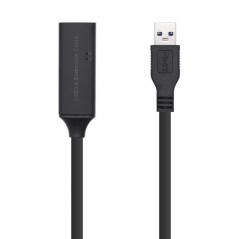 Cable Alargador USB 3.0 con Amplificador Aisens A105-0407/ USB Macho - USB Hembra/ 5m/ Negro