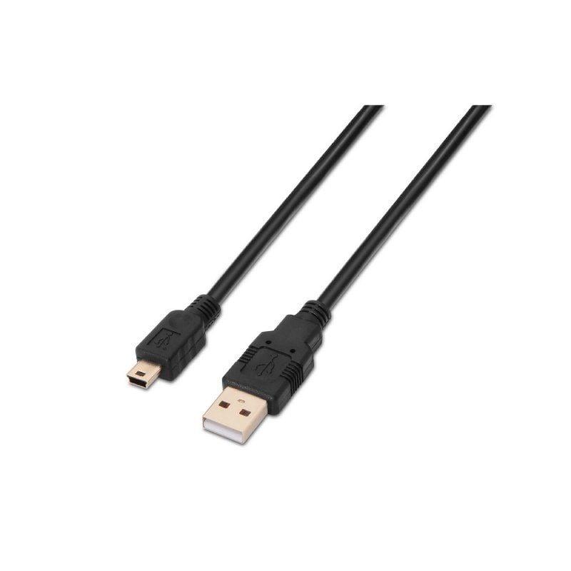 Cable USB 2.0 Aisens A101-0026/ USB Macho - USB Mini Macho/ 3m/ Negro