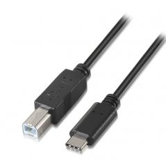 Cable USB 2.0 Impresora Aisens A107-0053/ USB Tipo-C Macho - USB Macho/ 1m/ Negro
