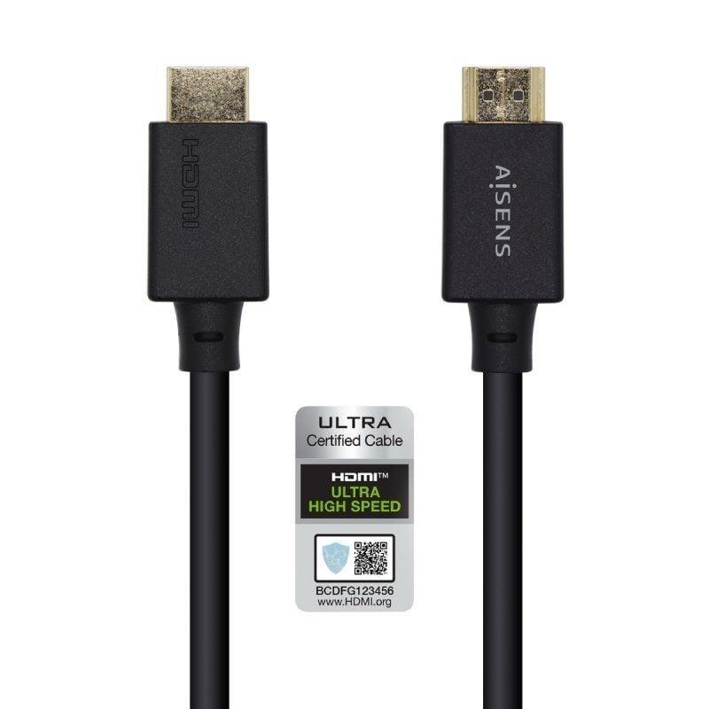 Cable HDMI 2.1 8K Aisens A150-0423/ HDMI Macho - HDMI Macho/ 2m/ Certificado/ Negro