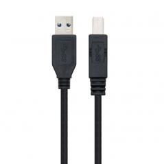 Cable USB 3.0 Impresora Nanocable 10.01.0802-BK/ USB Macho - USB Macho/ 2m/ Negro