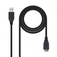 Cable USB 3.0 Nanocable 10.01.1101-BK/ USB Macho - MicroUSB Macho/ 1m/ Negro