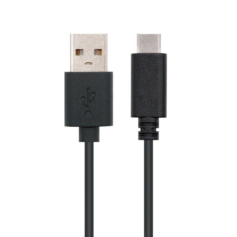 Cable USB 2.0 Nanocable 10.01.2100/ USB Tipo-C Macho - USB Macho/ 0.5m/ Negro