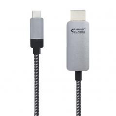 Cable Conversor Nanocable 10.15.5102/ USB Tipo-C Macho - HDMI Macho/ 1.8m/ Negro