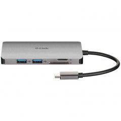 Hub USB Tipo-C D-Link DUB-M810/ 3 Puertos USB 3.0/ 1 Thunderbolt/ 1 HDMI/ 1 RJ45/ Gris