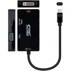 Adaptador Nanocable 10.16.4301-BK/ USB Tipo-C Macho - VGA Hembra/ DVI Hembra/ HDMI Hembra