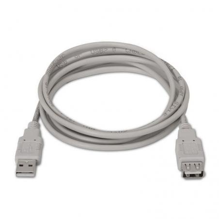 Cable Alargador USB 2.0 Aisens A101-014/ USB Macho - USB Hembra/ 3m/ Beige