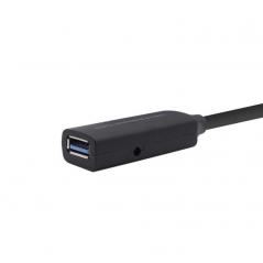 Cable Alargador USB 3.0 con Amplificador Aisens A105-0408/ USB Macho - USB Hembra/ 10m/ Negro