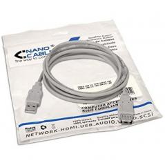 Cable Alargador USB 2.0 Nanocable 10.01.0204/ USB Macho - USB Hembra/ 3m/ Beige