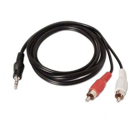 Cable Estéreo Aisens A128-0148/ Jack 3.5 Macho - 2x RCA Macho/ 3m/ Negro