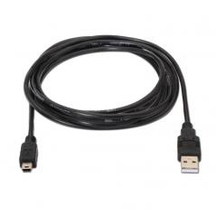 Cable USB 2.0 Aisens A101-0026/ USB Macho - USB Mini Macho/ 3m/ Negro