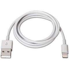Cable USB 2.0 Lightning Aisens A102-0035/ USB Macho - Lightning Macho/ 1m/ Blanco