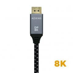 Cable Displayport 1.4 8K Aisens A149-0434/ Displayport Macho - Displayport Macho/ 0.5m/ Negro Gris