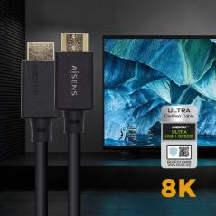 Cable HDMI 2.1 8K Aisens A150-0422/ HDMI Macho - HDMI Macho/ 1.5m/ Certificado/ Negro