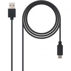 Cable USB 2.0 Nanocable 10.01.2100/ USB Tipo-C Macho - USB Macho/ 0.5m/ Negro