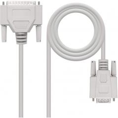 Cable Serie NULL Modem Nanocable 10.14.0802/ DB9 Hembra - DB25 Macho/ 1.8m/ Beige