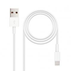 Cable USB 2.0 Lightning Nanocable 10.10.0400/ USB Macho - Lightning Macho/ 50 cm/ Blanco