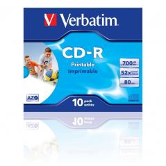 CD-R Verbatim AZO Imprimible 52X/ Caja-10uds