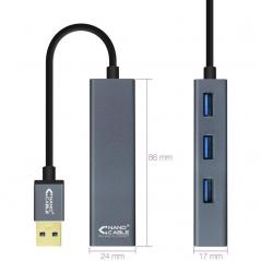 Hub USB 3.0 Nanocable 10.16.4402/ 4 Puertos USB/ Gris