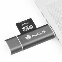Lector de Tarjetas Externo NGS ALLY READER/ USB 2.0/ USB Tipo-C / Micro USB