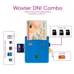 Lector de DNI y Tarjetas Woxter Combo PE26-146/ Azul/ USB 2.0