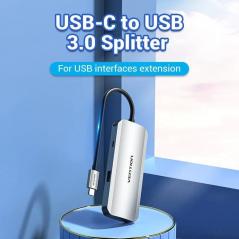 Hub USB Tipo-C Vention TNAHB/ 4xUSB/ 1xMicroUSB PD