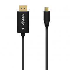 Cable DisplayPort 8K 60HZ Aisens A109-0686/ USB Tipo-C Macho - Displayport Macho/ 0.8m/ Negro