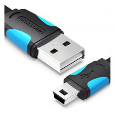 Cable USB 2.0 Vention VAS-A14-B100/ Mini USB Macho - USB Macho/ 1m/ Azul y Negro