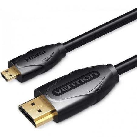 Cable HDMI Vention VAA-D03-B100/ HDMI Macho - Mini HDMI Macho/ 1m/ Negro
