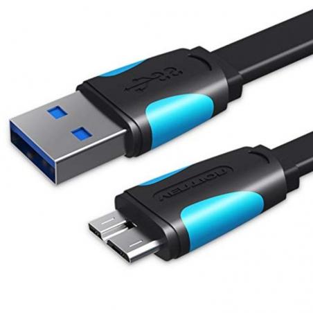 Cable USB 3.0 Vention VAS-A12-B100/ USB Micro B Macho - USB Macho/ 1m/ Azul y Negro
