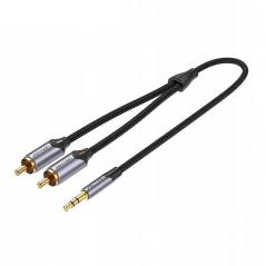 Cable Estéreo Vention BCNBH/ Jack 3.5 Macho - 2x RCA Macho/ 2m/ Gris
