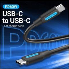Cable USB 2.0 Tipo-C Vention COSBI/ USB Tipo-C Macho - USB Tipo-C Macho/ 3m/ Negro