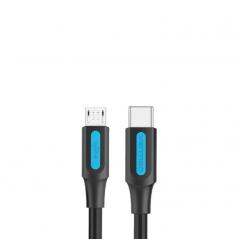 Cable USB 2.0 Tipo-C Vention COVBF/ USB Tipo-C Macho - MicroUSB Macho/ 1m/ Negro