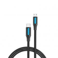 Cable USB 2.0 Tipo-C Vention COVBG/ USB Tipo-C Macho - MicroUSB Macho/ 1.5m/ Negro