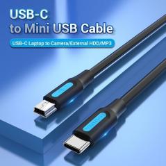 Cable USB 2.0 Tipo-C Vention COWBD/ USB Tipo-C Macho - MiniUSB Macho/ 50cm/ Negro