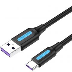 Cable USB 2.0 Tipo-C Vention CORBH/ USB Macho - USB Tipo-C Macho/ 2m/ Negro