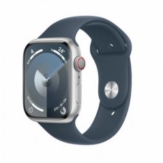 Apple Watch Series 9/ GPS/ 41mm/ Caja de Aluminio Plata/ Correa Deportiva Azul Tempestad S/M
