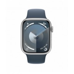 Apple Watch Series 9/ GPS/ 41mm/ Caja de Aluminio Plata/ Correa Deportiva Azul Tempestad S/M