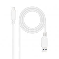 Cable USB 3.1 Nanocable 10.01.4000-W/ USB Tipo-C Macho - USB Macho/ 50cm/ Blanco