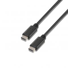 Cable USB 2.0 Tipo-C Aisens A107-0055/ USB Tipo-C Macho - USB Tipo-C Macho/ 0.5m/ Negro