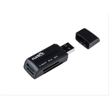 LECTOR DE TARJETAS NATEC MINI ANT 3 SDHC MMC M2 MICROSD USB 2.0 NEGRO