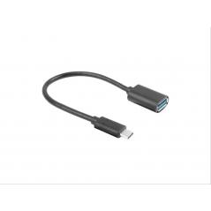 ADAPTADOR USB LANBERG USB-C M 3.1 A USB-A H 15CM OTG NEGRO
