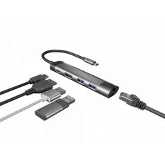 ADAPTADOR 5 IN 1 USB-C  NATEC FOWLER GO 2X USB 3.0 HUB, HDMI 4K, USB-C PD